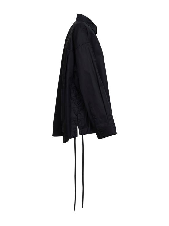 26SS 발렌시아가 레이스 업 셔츠 857835TTP081000 BLACK - BALENCIAGA