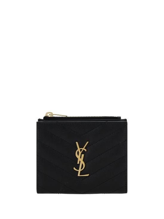 26FW 생로랑 그랑 드 뿌드르 엠보스드 레더 모노그램 2단 지갑 575879BOW01 BLACK - SAINT LAURENT