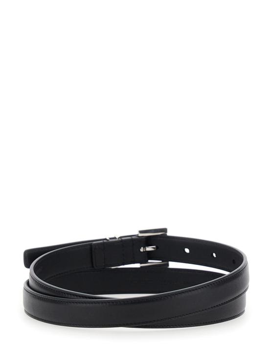  생로랑 카산드라 씬 스퀘어 버클 벨트 554465 BLACK - SAINT LAURENT