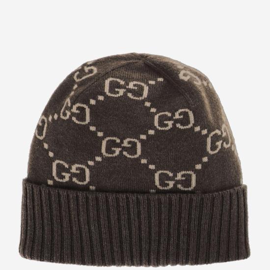 26FW 구찌 GG 캐시미어 자카드 비니 811392 BROWN - GUCCI