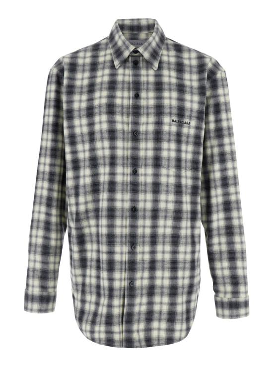 26FW 발렌시아가 레귤러 핏 체크 셔츠 A001ZS GRAY