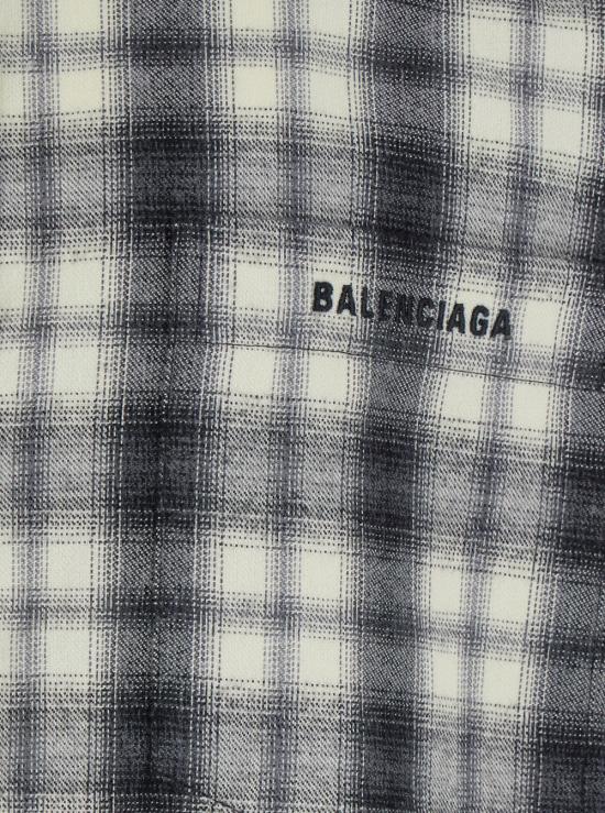 26FW 발렌시아가 레귤러 핏 체크 셔츠 A001ZS GRAY - BALENCIAGA