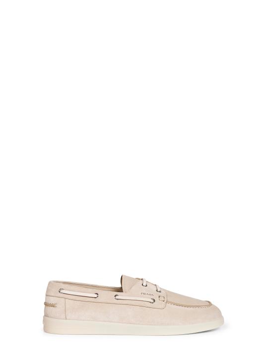 26SS 프라다 스웨이드 보트 슈즈 및 레이스업 로퍼 2EG503G001103F0FHI BEIGE