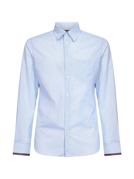 26SS 구찌 웹 디테일 스트라이프 코튼 셔츠 852707ZAS5W4305 BLUE