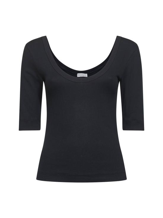 26FW 브루넬로 쿠치넬리 폴로 티셔츠 M0TC8FX220 C101 BLACK