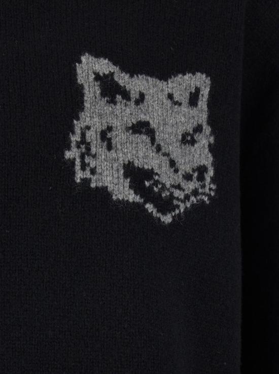25FW 메종키츠네 폭스 헤드 인타르시아 메리노 스웨터 PM00816KM0329 BLACK - MAISON KITSUNE