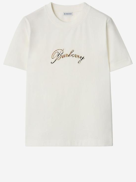 26SS 버버리 체크 커시브 로고 코튼 티셔츠 8118971 WHITE - BURBERRY