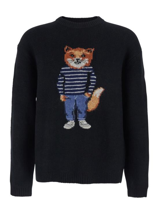 25FW 메종키츠네 드레스드 폭스 인타르시아 울 스웨터 PM00806KH0002 BLACK