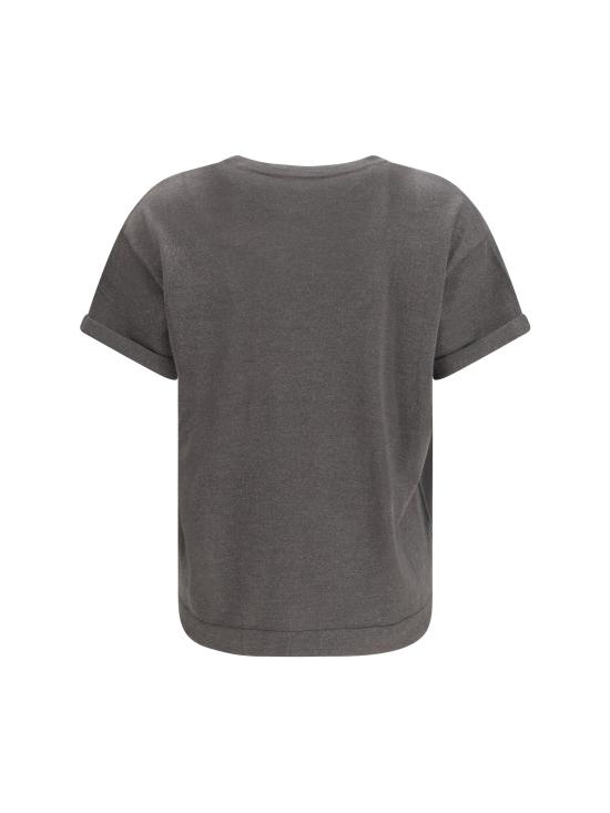 26SS 브루넬로 쿠치넬리 스파클링 캐시미어 실크 니트 티셔츠 M41810000 GRAY