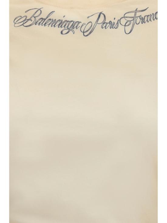 26FW 발렌시아가 잉크 아트워크 프린팅 쇼트 슬리브 티셔츠 A0016UTUVQ3 BEIGE - BALENCIAGA