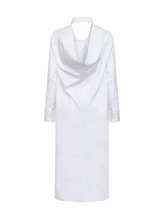 26SS 발렌시아가 포플린 백드레이프 롱 셔미지 드레스 872283TUM209000 WHITE - BALENCIAGA