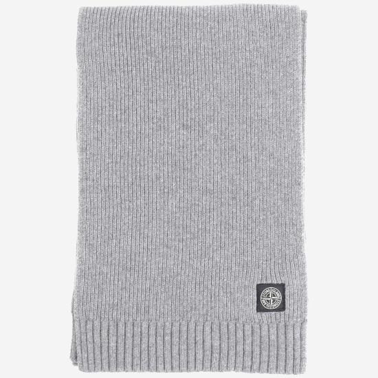  스톤 아일랜드 로고 패치 울 캐시미어 스카프 8116N02Z3 GRAY - STONE ISLAND