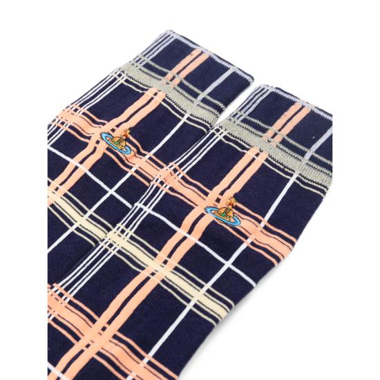 26FW 비비안웨스트우드 오닉스 자수 유니 컬러 플레인 삭스 81040001 K008P K410 BLUE ORANGE - VIVIENNE WESTWOOD
