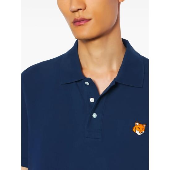 26FW 메종키츠네 폭스 헤드 레귤러 폴로 티셔츠 PM00209KP0002 CLNAV BLUE - MAISON KITSUNE