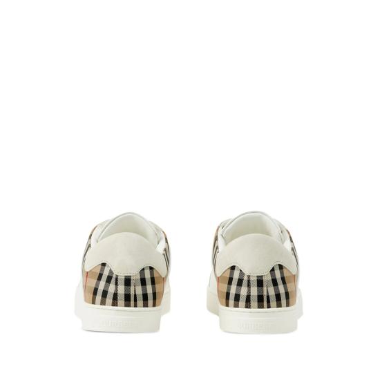 26FW 버버리 레더 스웨이드 체크 스니커즈 8069089 MF STEVIE A9022 WHITE - BURBERRY