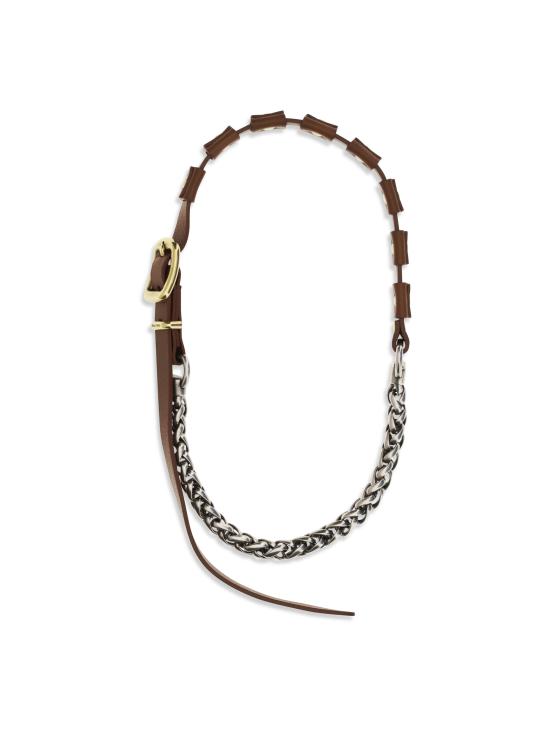 26SS 미우미우 버클 메탈 레더 목걸이 5IC3232G75 BROWN - MIU MIU