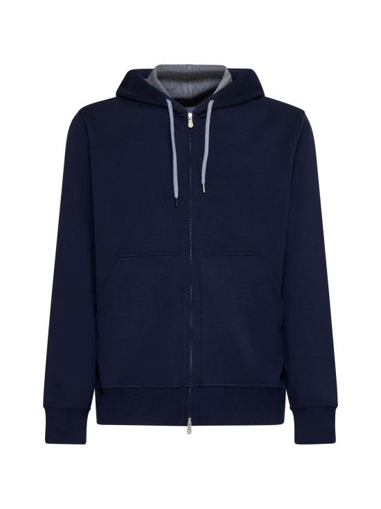 26FW 브루넬로 쿠치넬리 더블 페이스 스웨트 집업 후디 MM8319069G C1265 NAVY