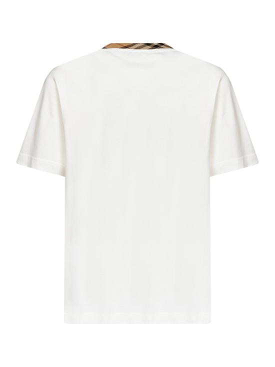 26FW 버버리 체크 트리밍 코튼 티셔츠 8125510 B7078 WHITE - BURBERRY