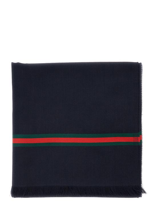 26FW 구찌 더블 G 실크 코튼 자카드 머플러 873434 NAVY