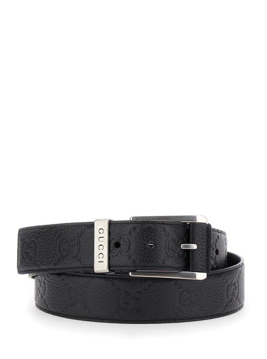 25FW 구찌 스퀘어 버클 엠보스 벨트 835194 BLACK
