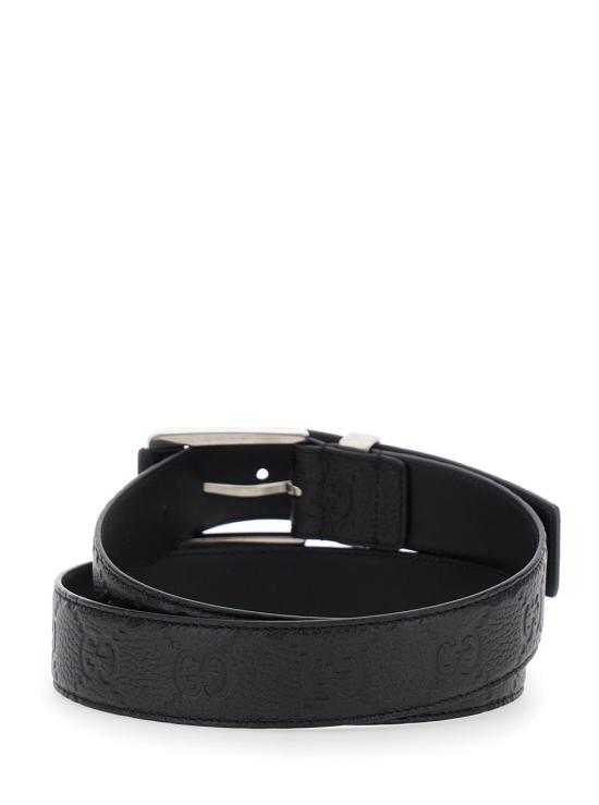 25FW 구찌 스퀘어 버클 엠보스 벨트 835194 BLACK - GUCCI