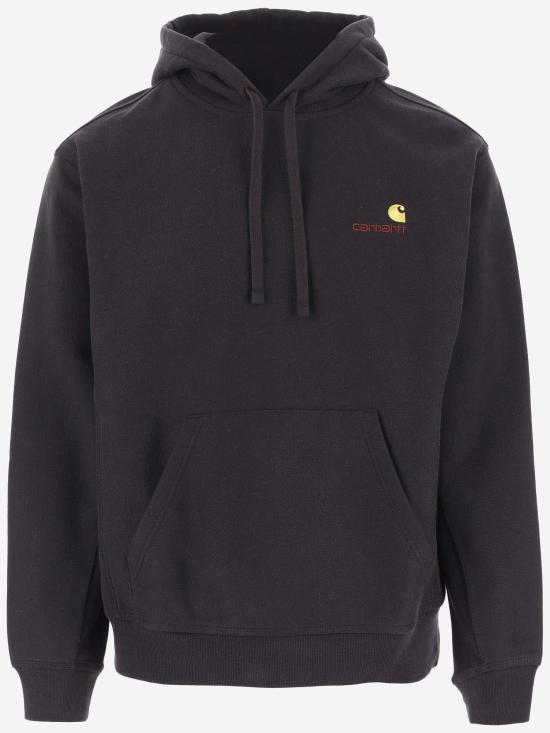 26FW 칼하트 WIP 후드 아메리칸 스크립트 스웨트셔츠 I028279 BLACK