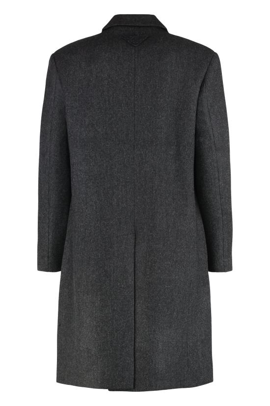 25FW 프라다 글 브레스티드 버진 울 퓨어 롱 코트 UC546M S OOO GRAY - PRADA