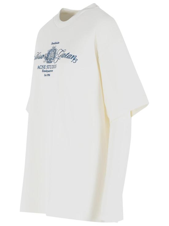 26FW 아크네 스튜디오 자수 레이어드 티셔츠 자수 레이어드 티셔츠 AL0560DGD White - ACNE STUDIOS