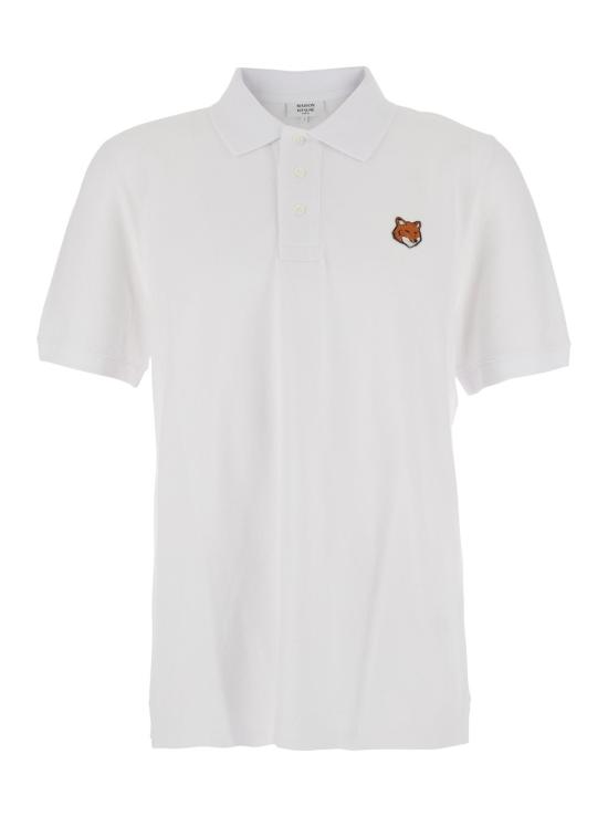 26SS 메종키츠네 폭스 헤드 레귤러 폴로 티셔츠 PM00209KP0002 WHITE