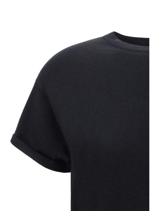 26SS 브루넬로 쿠치넬리 스파클링 캐시미어 실크 니트 티셔츠 M41810000 BLACK - BRUNELLO CUCINELLI