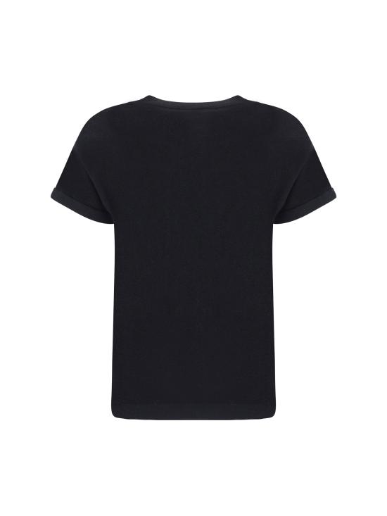 26SS 브루넬로 쿠치넬리 스파클링 캐시미어 실크 니트 티셔츠 M41810000 BLACK