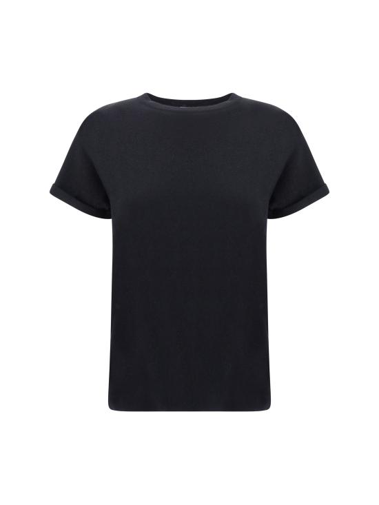 26SS 브루넬로 쿠치넬리 스파클링 캐시미어 실크 니트 티셔츠 M41810000 BLACK - BRUNELLO CUCINELLI