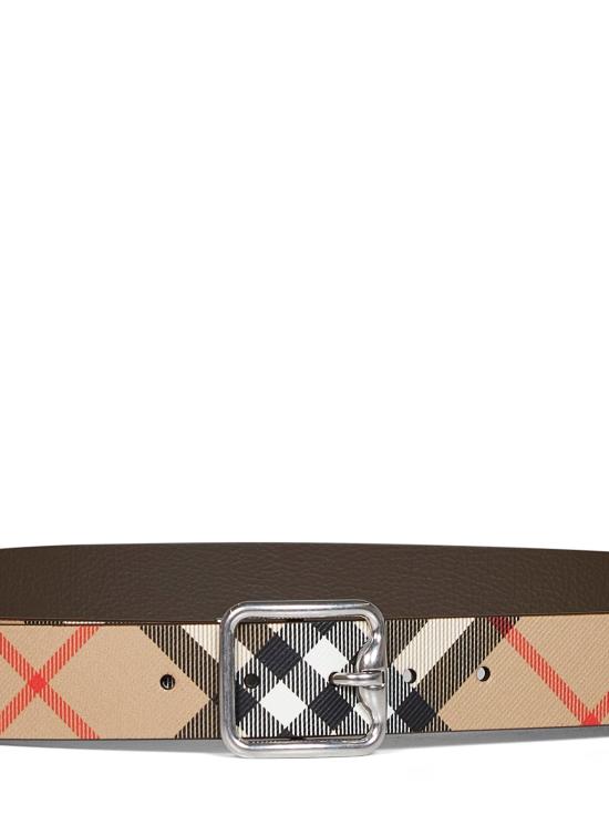 26FW 버버리 리버시블 B 버클 체크 레더 벨트 8092046 A2021 BEIGE - BURBERRY