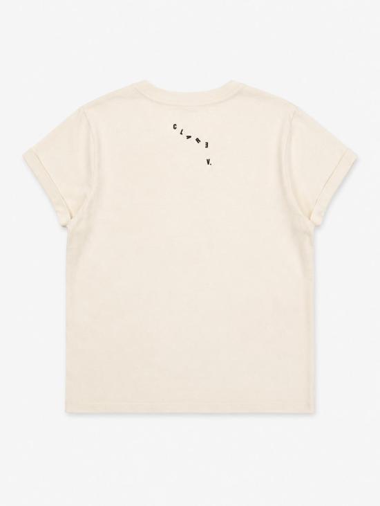  클레어 브이 반팔 티셔츠 Clare V. Classic Tee Voulez Vous 티셔츠 크림 - CLEARE V.