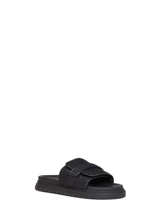 26SS 펜디 레더 FF 나일론 청키 슬라이드 7X1850AOMFF0ABB BLACK - FENDI