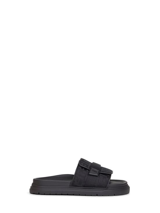 26SS 펜디 레더 FF 나일론 청키 슬라이드 7X1850AOMFF0ABB BLACK