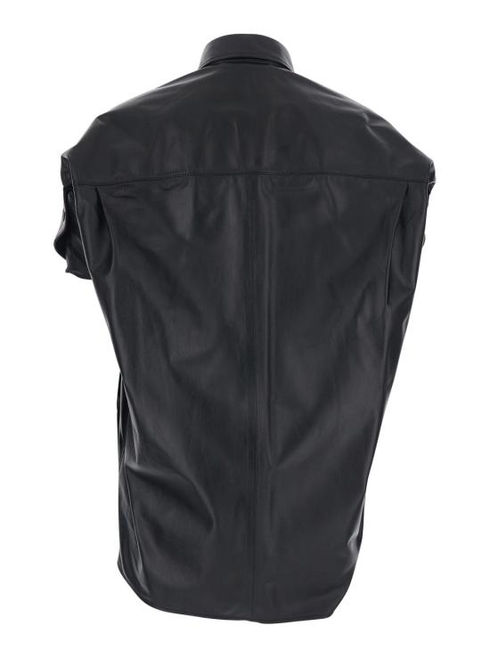 26SS 발렌시아가 프리미엄 턱드 슬리브 레더 셔츠 861044 BLACK