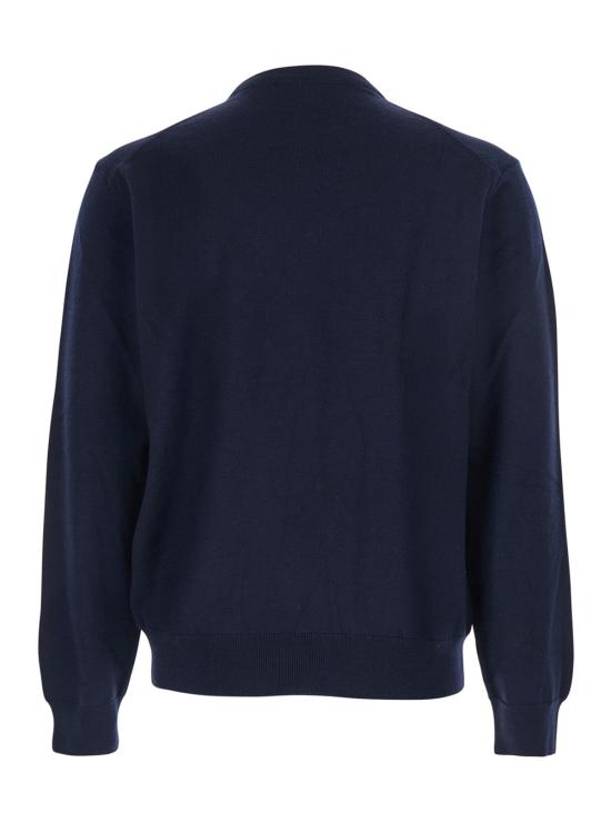 25FW 메종키츠네 폭스 헤드 메리노 레귤러 스웨터 PM00801KT1181 NAVY - MAISON KITSUNE