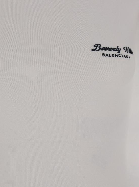  발렌시아가 액티브웨어 피티드 코튼 저지 반팔 티셔츠 768075 WHITE - BALENCIAGA