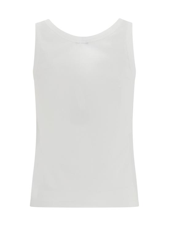 26SS 베르사체 로고 패피 리브드 스트레치 코튼 탱크탑 10232101A17222 WHITE - VERSACE
