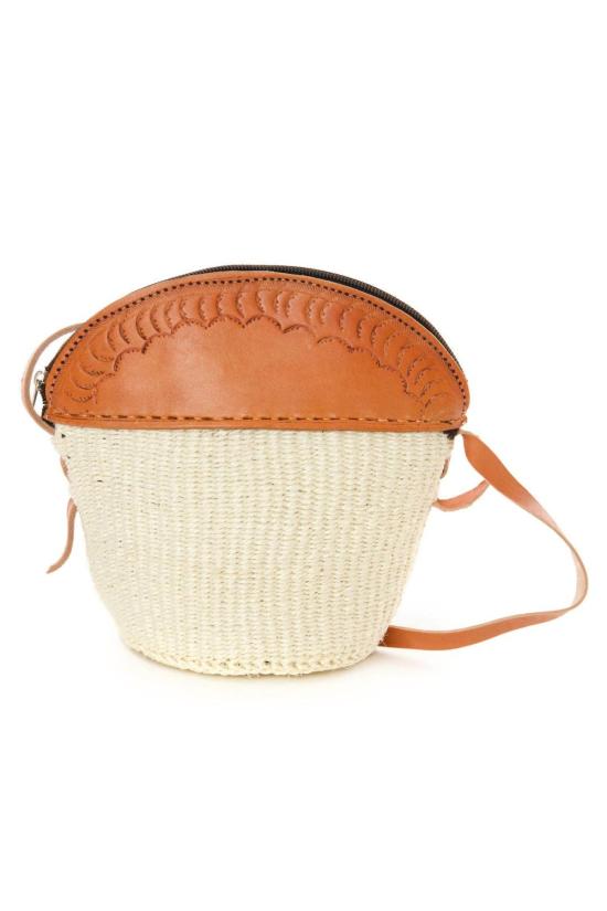  African Modern 가방 아프리카 모던 스타일의 사이잘삼 및 가죽 소재 미니 지퍼형 숄더백 - OTHER BRANDS