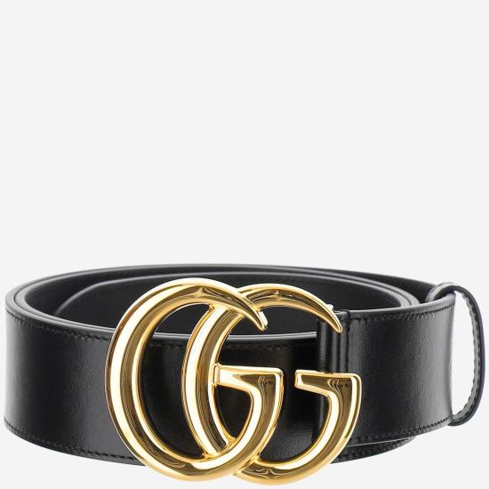 26SS 구찌 GG 마몽 더블 G 버클 와이드 레더 벨트 406831 BLACK