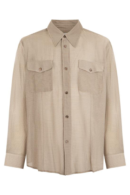 26SS 아워레가시 헤이즐 그리드 클라우드 코튼 실크 플라우 셔츠 M2262PHG BEIGE