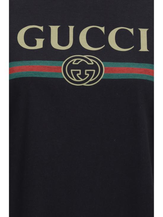 26FW 구찌 로고 프린트 코튼 저지 실크 티셔츠 865015XJHUF BLACK - GUCCI