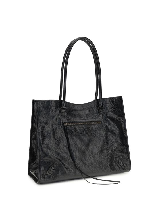 26SS 발렌시아가 가죽 로고 토트백 가방 8469212ABEK BLACK