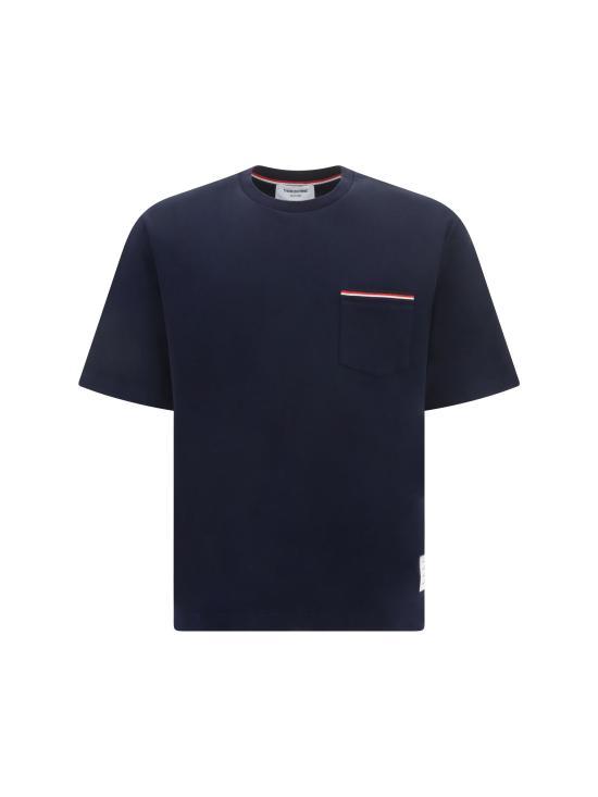 26FW 톰브라운 밀라노 코튼 오버사이즈 포켓 티셔츠 MJS183A07323 NAVY