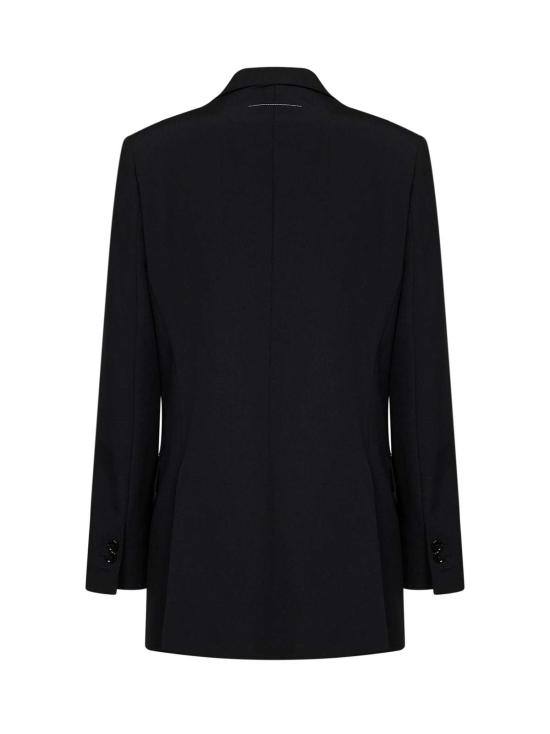  MM6 메종마르지엘라 수트 자켓 Mm6 메종 마르지엘라 더블 브레스트 울 블렌드 블레이저 블랙 - MM6 MAISON MARGIELA