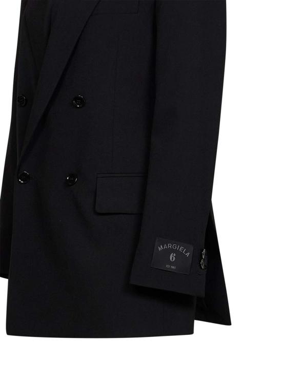  MM6 메종마르지엘라 수트 자켓 Mm6 메종 마르지엘라 더블 브레스트 울 블렌드 블레이저 블랙 - MM6 MAISON MARGIELA