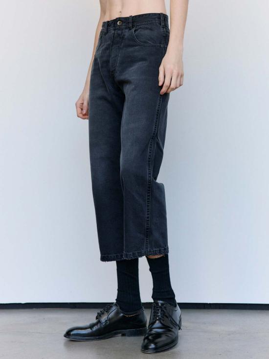  마르지엘라 데님 팬츠 메종  코튼 스트레이트 레그 크롭 진 - MAISON MARGIELA