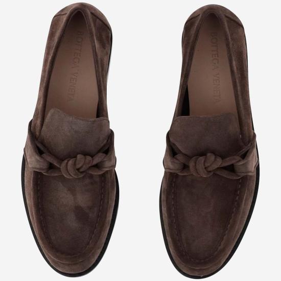  보테가베네타 슈즈 보테가 베네타 아스테어 스웨이드 송아지 가죽 샌들 다크 브라운 - BOTTEGA VENETA